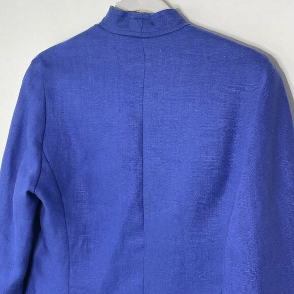 Vintage Geiger Linen Satin Lined Indigo Blue jacket Medium #TT - Picture 12 of 14